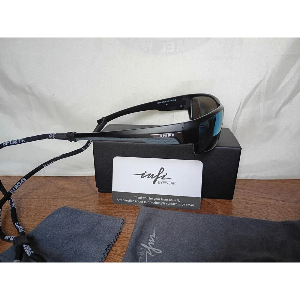 INFI Eyewear IN808C Polarized Sunglasses Black Blue Lens